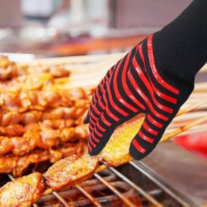 Anti-high-temperature Cotton Non-slip Fire Gloves Flame Heat Resistant Oven Fireproof Grill Glove BBQ Bakeware for Kitchen