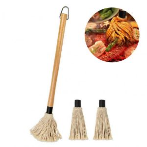 Grill Brush BBQ Brush Basting Mop Professional Sauce Marinade Mop Cleaning Brush  with 2 Replacement Heads for Cooking Roasting