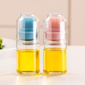 Portable Oil Bottle With Brush Silicone Barbecue Liquid Gadgets High Temperature Kitchen Baking Pastry Barbecue BBQ Tool