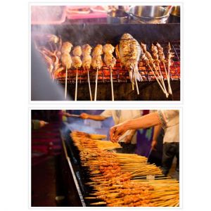 90PCs/Set BBQ Accessories Bamboo Skewers Grill Shish Kabob Barbecue BBQ Tools Wood Sticks Churrasco Forks Grill Mats
