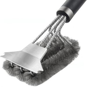 Creative Three-head Spatula Oven Grilling Net Cleaning Brush Outdoor BBQ Barbecue Tool Household Stainless Steel Barbecue Brush