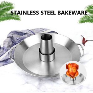 1 Set Barbecue Grilling Baking Cooking Pans Non-Stick Chicken Roaster Rack With Bowl Turkey Baking BBQ Accessories Tools