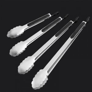 BBQ Grill Clip Bread Clip Stainless Steel Silicone Food Clip Food Tong Camping Cooking Accessories Barbecue Tool