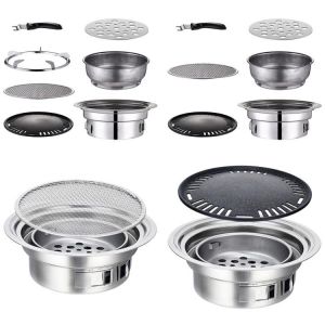 Korean Charcoal Barbecue Grill Household Korean BBQ Grill Non-stick for Home Kitchen Outdoor Garden Barbecue Stove
