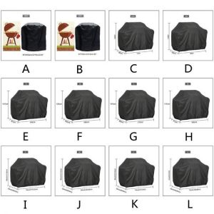 Outdoor BBQ Grill Cover 7 Sizes Black Waterproof Barbeque Cover Heavy Anti-Dust Rain Protector Grill Cover BBQ Accessories