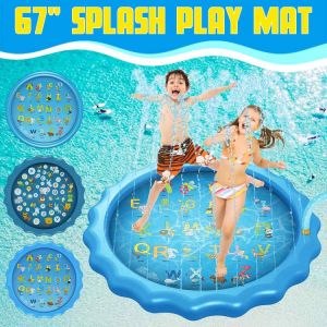 170cm Kids Inflatable Water Spray Pad Round Water Splash Play Pool Playing Sprinkler Mat Yard Outdoor Fun PVC Swimming Pools