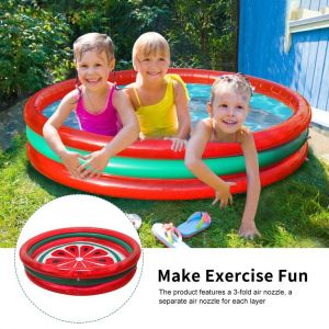 Inflatable Watermelon Swimming Pool Kids Bathing Paddling Pool Fishing Game Summer Beach Party for Backyard Outdoor Water Toy