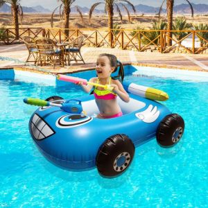 Inflatable Children's Water Jet Floating Boat Swimming Circle Pool Car Seat Ring Play Water Gun Toy Water Fire Truck Bumper C