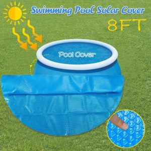 Round Pool Cover Protector 8ft/10ft Foot Above Ground Blue Protection Swimming Pool Inflatable Adult Folding Fish Pool