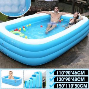 110-150cm 3Layers Children Inflatable Pool Bathing Tub Foldable Baby Kid Summer Home Indoor Outdoor Square Swimming Pool