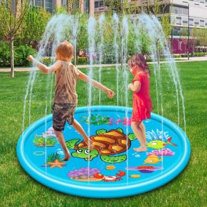 170/110cm Inflatable Sprinkler Mat Summer Kids Swimming Pool Round Spray Water Cushion Toys Pad Outdoor Children Play Fun PVC