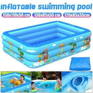 150cm Rectangular Inflatable Swimming Pool Thicken PVC Paddling Pool Bathing Tub Outdoor Summer Swimming Pool For Kids