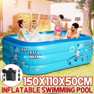 120CM 2/3Layers Children Inflatable Pool Bathing Tub Baby Kid Home Outdoor Large Swimming Pool Inflatable Square Swimming Pool