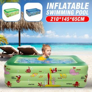 210cm Rectangular Inflatable Swimming Pool Animal Pattern Paddling Pool Bathing Tub Outdoor Summer PVC Swimming Pool For Kids