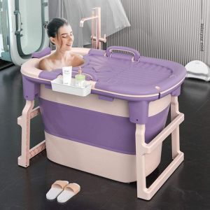 LIKU Foldable Freestanding Bathtubs Portable Tub Household Bath Basin with Cushion Baby bath-tub