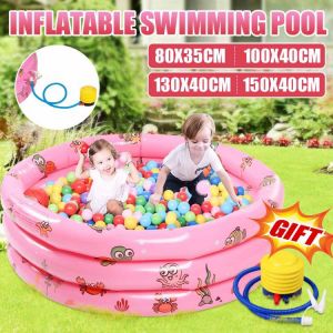 80/100/130/150CM Portable Indoor Outdoor Baby Swimming Pool Pink Inflatable Children Basin Bathtub Kids Pool Ocean Ball Toy Pool