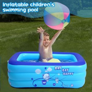 Thickening Inflatable Swimming Pool Family Summer Outdoor Indoor Water Play Pool Bathtub with Bubble Bottom for Kids