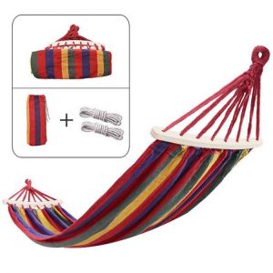 Hamac extérieur Portable jardin hamac sport maison voyage Camping balançoire toile rayure accrocher lit hamac Double personnes s