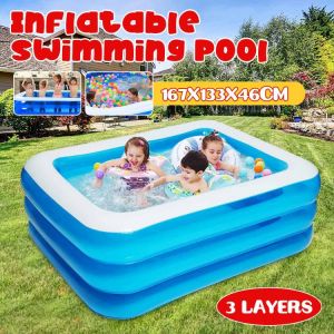 167x133x46cm Summer Thickened Inflatable Swimming Pool Family Kid Children Adult Play Bathtub Outdoor Indoor Water Swimming Pool