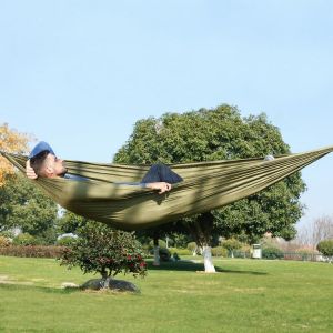 Portable Nylon Cloth Multifunction Camping Hammock Double Outdoor Hamac Sleeping Hamak Garden Hamaca With Carabiner And Ropes