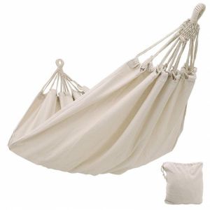 Double Hammock Outdoor Rollover Prevention Camping Canvas Hanging Swing Bed for Patio Travel Hiking 200x150cm Actual Use Area