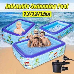 120/130150cm Inflatable Swimming Pool Square Kids Children's Home Use Paddling Pool Portable Foldable Children Baby Bathing T
