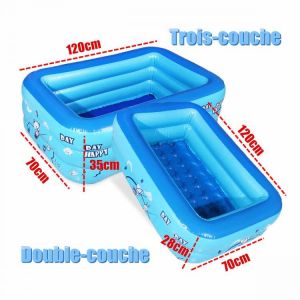 120cm Inflatable Square Swimming Pool PVC Safe Summer Baby Kid Bathing Tub Anti-slip Large Outdoor Indoor Playing Toy 3 Layers