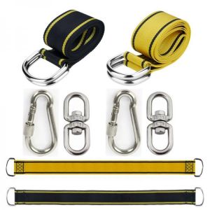 One Pair Tree Swing Hanging Kit Hammock Straps Rope Carabiner 350 KG Load Capacity OutDoor Camping Hiking Hammock Hanging Belt