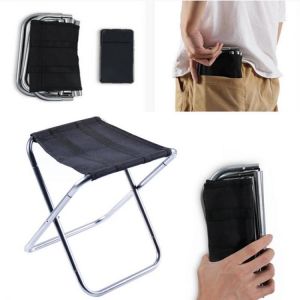 Mini Portable Folding Stool,Ultra Light Outdoor Slacker Chair Hiking Fishing Camping Seat with Carry Bag Silver for Kids