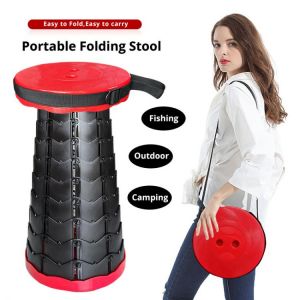 New Plastic Stools Folding Stool Retractable Outdoor Portable Stool Camping Stool Folding Chair Convenient Fishing Foldable