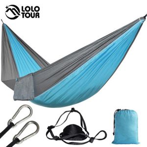 Outdoor Survival Camping Hammock 210T Polyester High Strength Parachute Hamac Hanging Sleeping Bed Single-Person Leisure Hamak