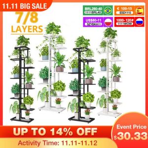 6/7/8Layers Flower Stand Rack Storage Shelf Iron Plant Holder Home Garden Flower Pot Organizer Living Room Balcony Storage Rack