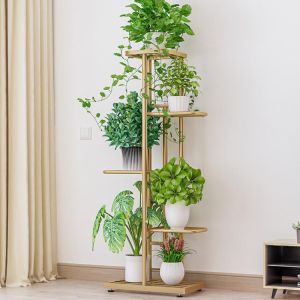 5 Tier Metal Plant Stand Adjustable Flower Pot Holder Shelves Planter Shelf Display Rack Storage Organizer for Balcony Garden