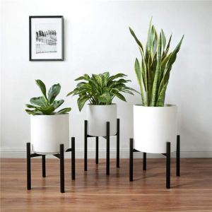 Adjustable Iron Flower Stand Cross-shaped Practical Fashionable Plant Shelf Flower Pot Holder For Balcony Home Garden Decor