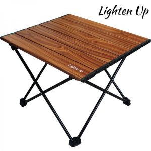 Portable Wood-Grain Style Garden Folding Camping Table Aluminum Tabl Brown For Picnic Bedroom And Yard