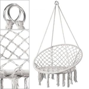 Hammock Chair Swing Nordic Style 49.2inch Hanging Swing Chair Hanging Macrame Perfect for Indoor/Outdoor Home Patio Yard Garden