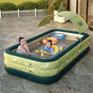 2.6m Wireless Automatic Inflatable Shade Swimming Pool PVC Shade Swimming Pool Children's Pool Large Outdoor Covered Pool Sum