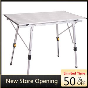 Outdoor Garden Large Aluminum Folding Picnic Table Camping Barbecue Portable Adjustable Height Table