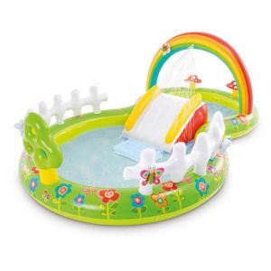 Rainbow Inflatable Swimming Pool Spray Water Slide Paddling Pool For Kid Summer Outdoor Garden Water Play Center Sprinkler Pool