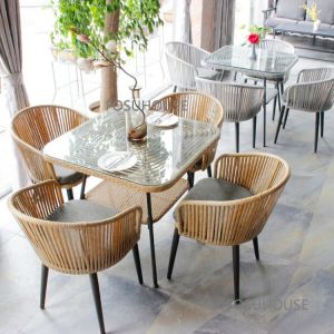 Nordic Rattan Chair For Outdoor Furniture Three Piece Beach Chairs Modern Combination Courtyard Garden Villa Hotel Outdoor Chair
