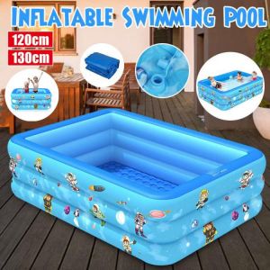 120/130cm Inflatable Swimming Pool Square Kids Children's Home Use Paddling Pool Portable Foldable Children Baby Bathing Tub