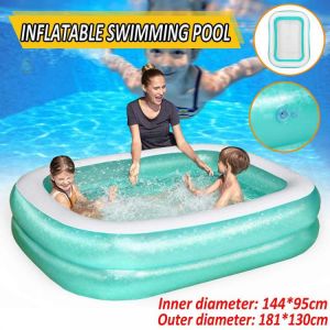 PVC Inflatable Swimming Pool Bath Tub for Kids Paddling Pool Baby Home Use Outdoor Summer Swimming Rectangular Pool 2 Layers