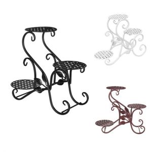 Iron Flower Shelf Rack Home Floor-Style Living Room Flower Pot Shelf 3Layers Indoor Outdoor Garden Flower Stand