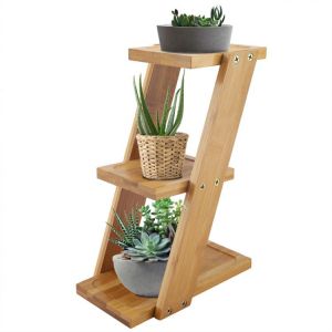 3Tier BambooWooden Plant Flower Floor Stand Shelves Rack Plant Flower Display Stand Shelf Storage Rack Outdoor Holder Garden