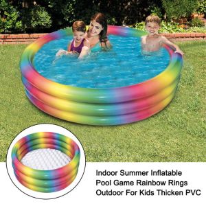 Garden Summer Rainbow Rings For Kids Home Family Indoor Outdoor Thicken PVC Inflatable Pool Swimming Water Toys Fun Party Game