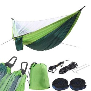 290*140cm Camping Garden Hammock with Mosquito Net Outdoor Furniture Portable Hanging Bed Strength Parachute Fabric Sleep Swing
