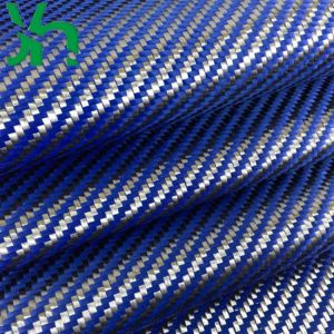 3k240g blue and black Kevlar mixed fabric 1500D blue Kevlar + black 3K carbon fiber, used for surface decoration