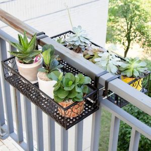 Fashion Balcony Plant Shelves European Style Iron Railings Flower Rack Anti-theft Window Guardrail Wall Hanging Type Wrought