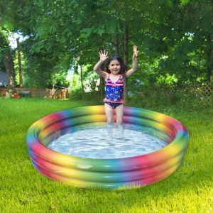 90/110/130CM Inflatable Swimming Pool PVC Thickened Rainbow Round Paddling Pool Bathtub Outdoors Summer Inflatable Pool Toys