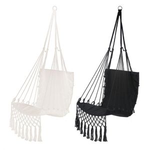 Nordic Style Hammock Safety Beige Hanging Hammock Chair Swing Rope Outdoor Indoor Hanging Chair Garden Seat for Child Adult